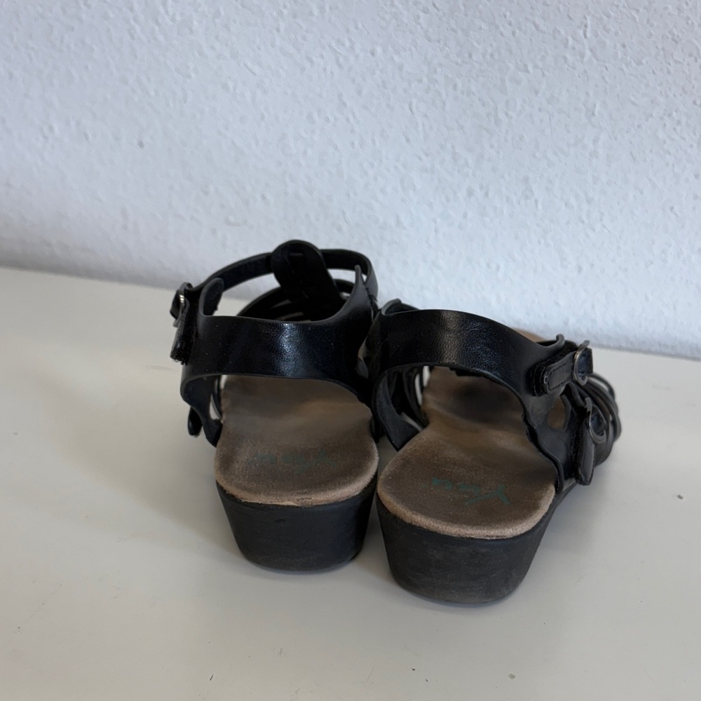 Yuu Black Strappy Sandals with Silver Accents - Picture 7 of 8